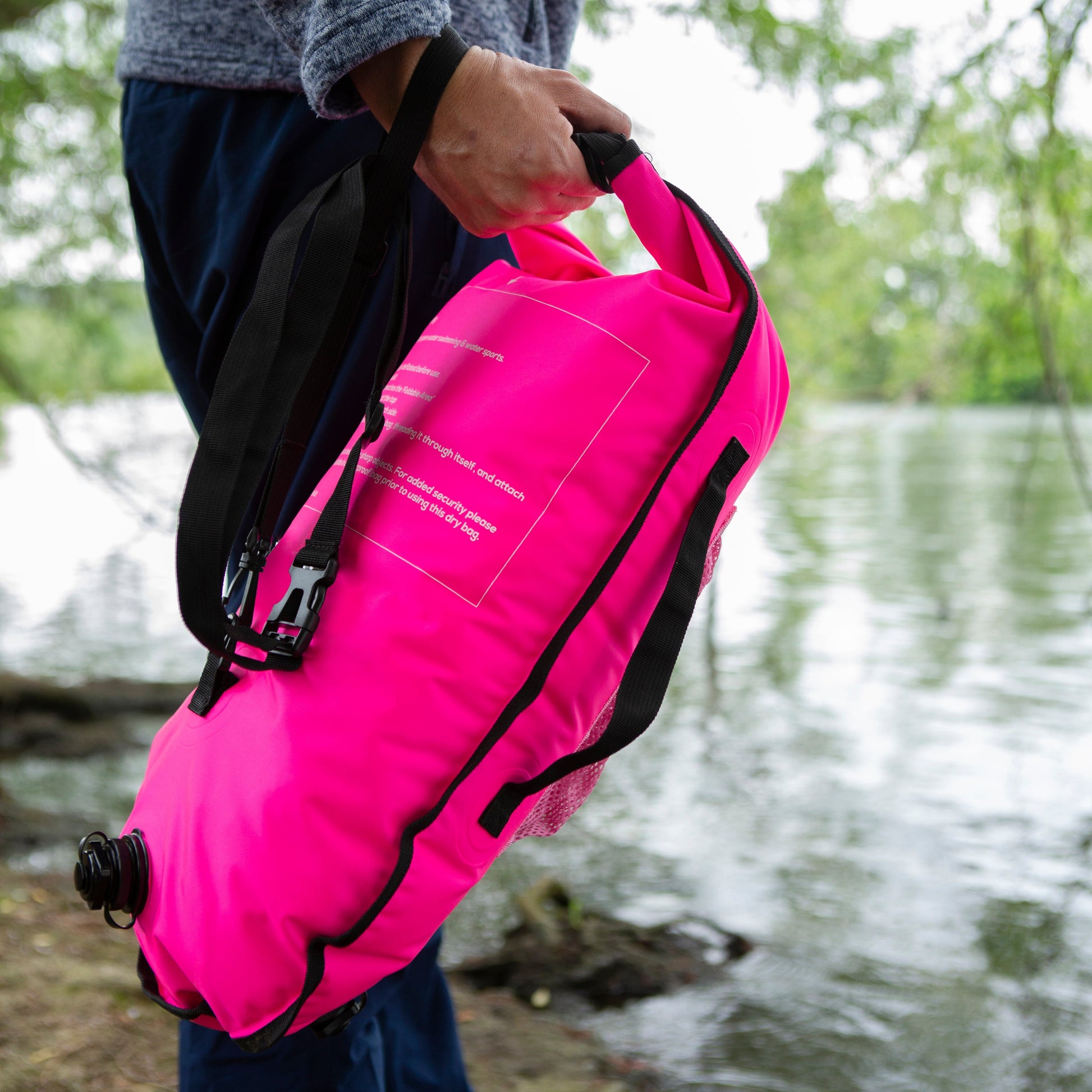 Ultimate Floats 28L Tow Float Dry Bag for Open Water Swimming - Pink