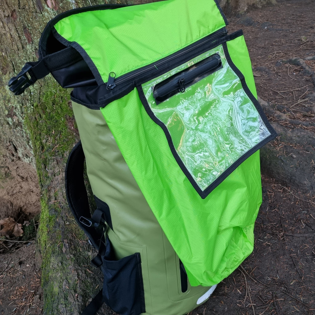 Interior waterproof pocket inside the Wild Moose 45 litre Backpack - ideal for walkers, hikers and wild swimmers.