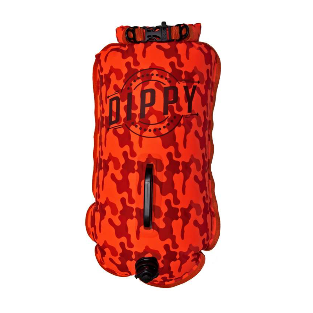 DIPPY Tow Float | 28L Swim Buoy Open Water Swimming Dry Bag in Orange