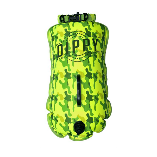 DIPPY Tow Float | 28L Swim Buoy Open Water Swimming Dry Bag in Lime Green