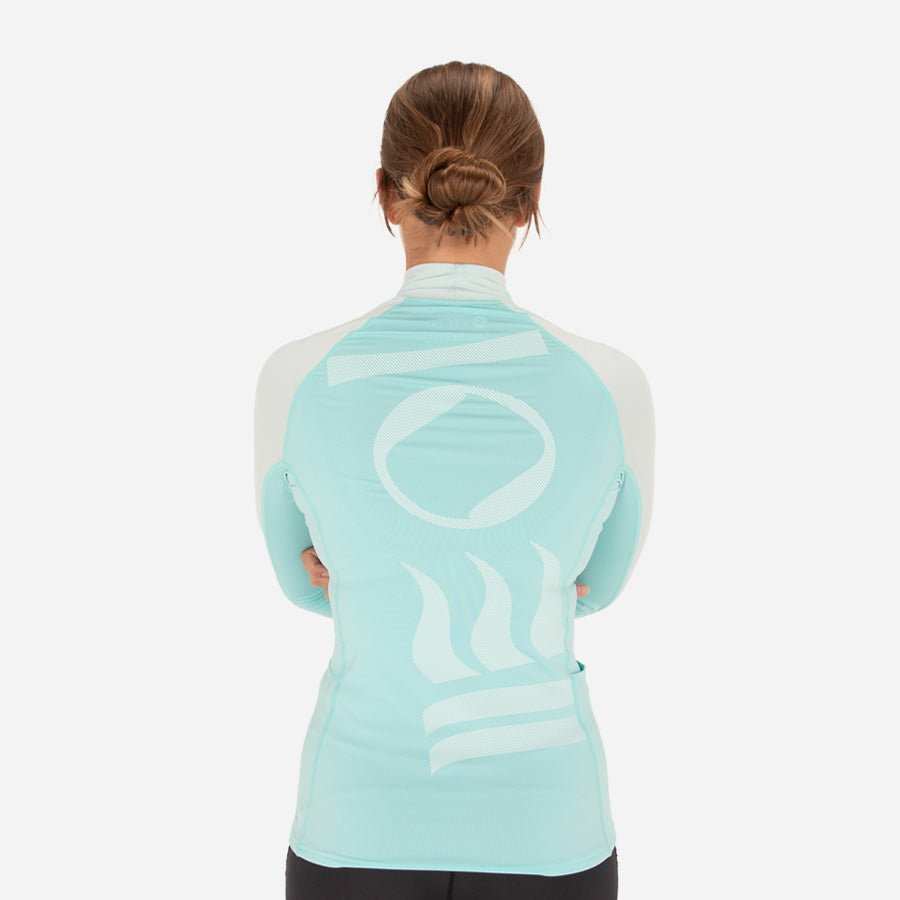 Fourth Element Women's Hydro-T Long Sleeve Rash Vest Aqua - back view