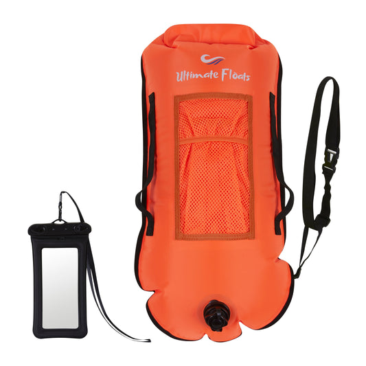 Ultimate Floats 28L Tow Float Dry Bag for Open Water Swimming - Orange