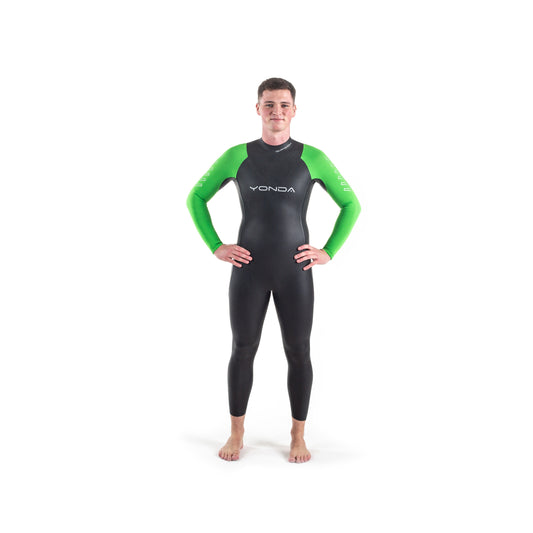 Man wearing the Green Spook Wetsuit for Men