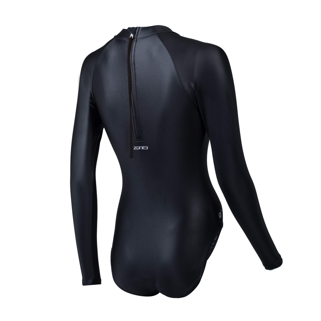 Back of ZONE3 - OWS Ti+ Thermal High Neck Long Sleeve Costume - Women's - Black - Cold Water Swimming
