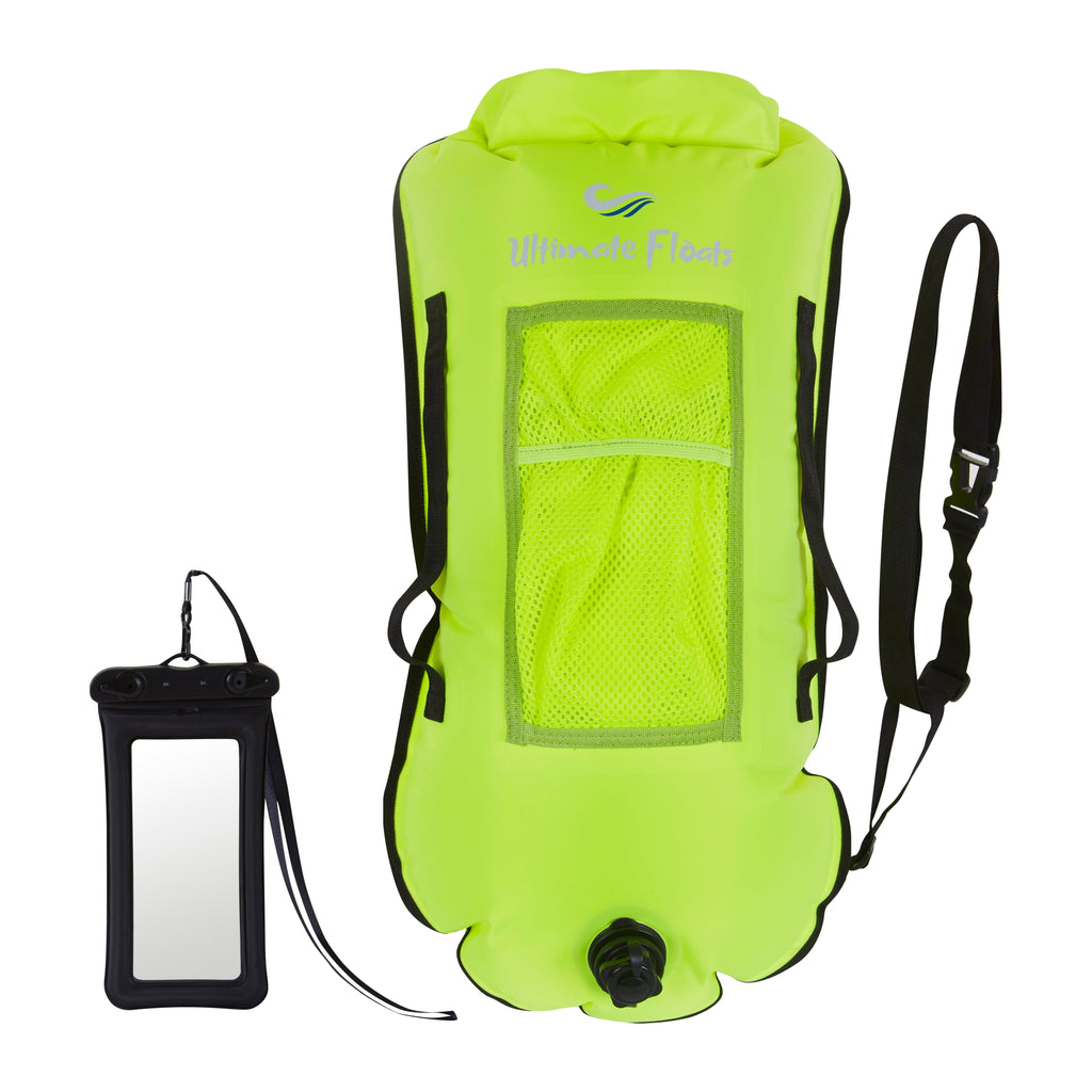 Ultimate Floats 28L Tow Float Dry Bag for Open Water Swimming - Yellow