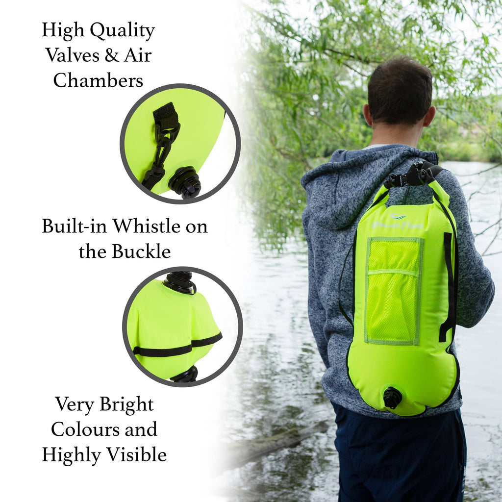 Ultimate Floats 28L Tow Float Dry Bag for Open Water Swimming - Yellow