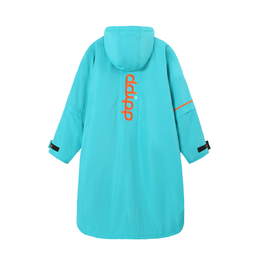 Image showing the full length back of the ddipp Sea Monster robe in aqua