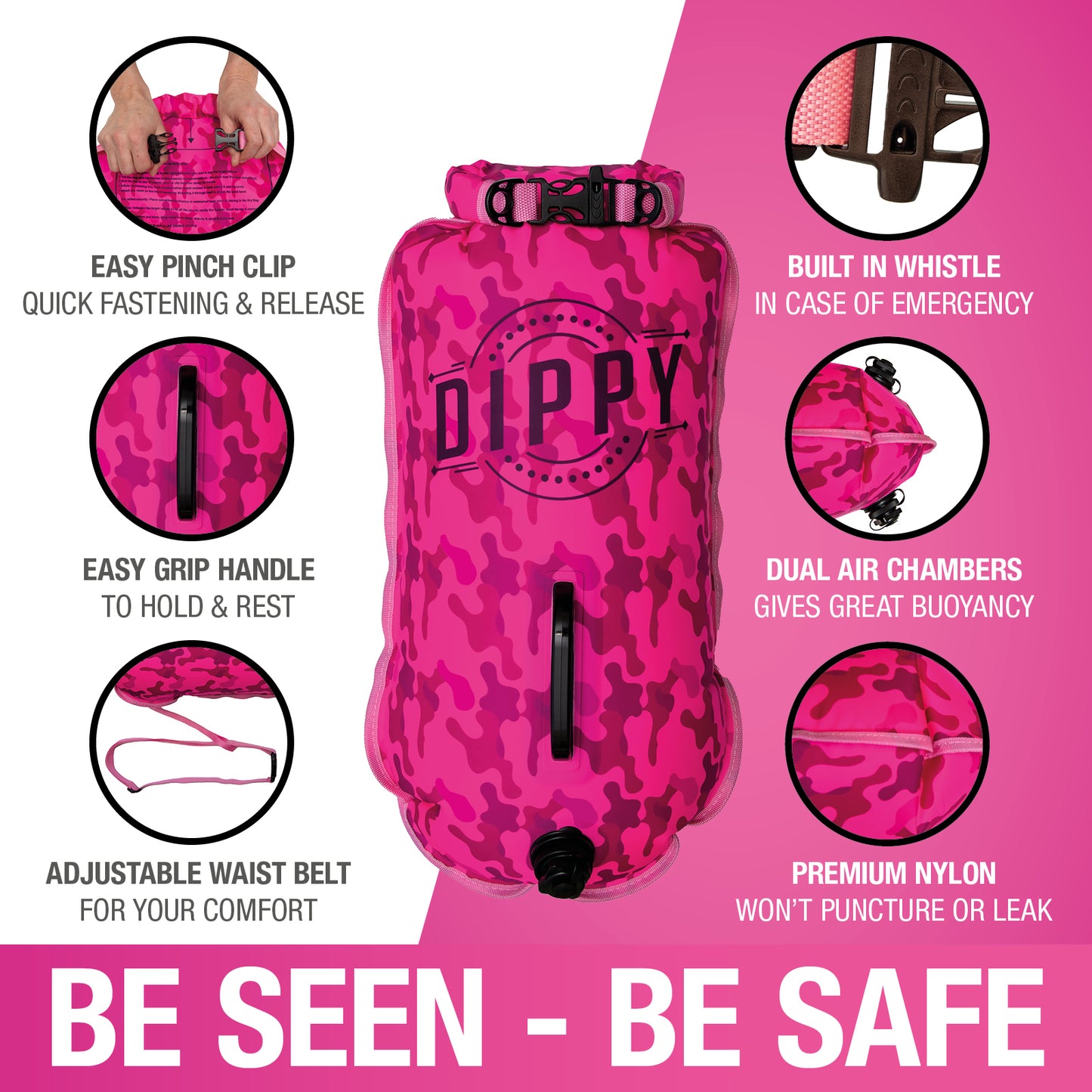 Dippy 28L Tow Float and Dry Bag Pink Camo