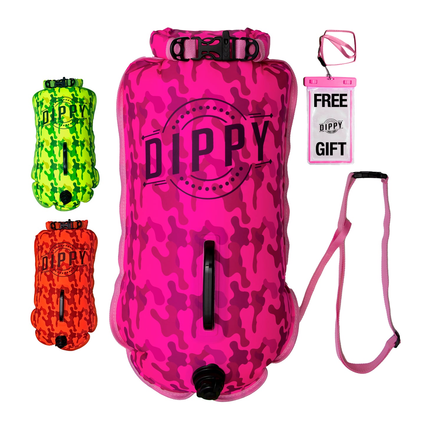 Dippy 28L Tow Float and Dry Bag Pink Camo