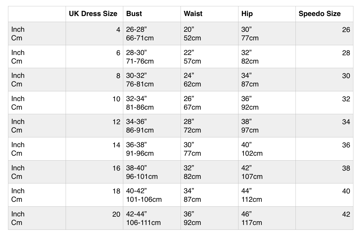 Speedo 2025 kids sizing