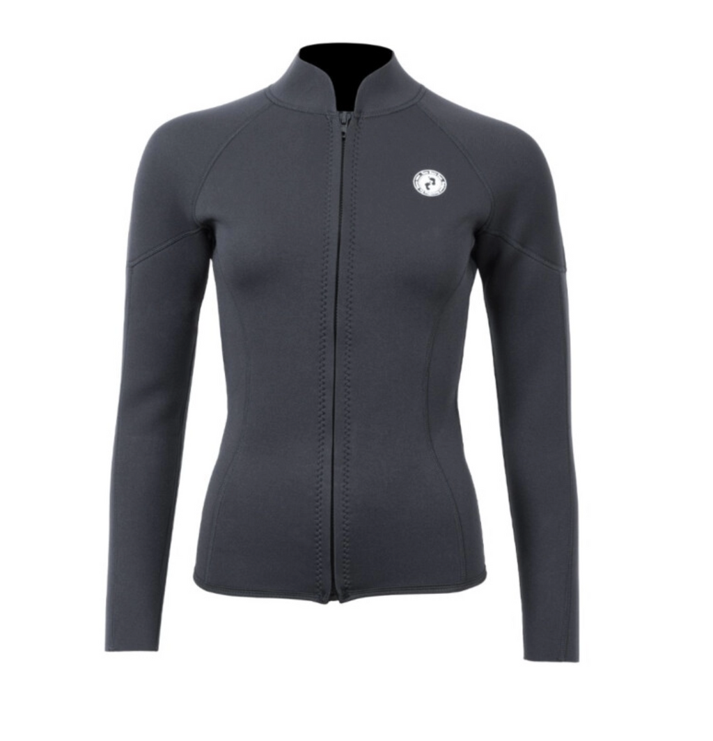 Two Bare Feet Wetsuit Neoprene Full Zip Jacket Unisex Women's Men's Black