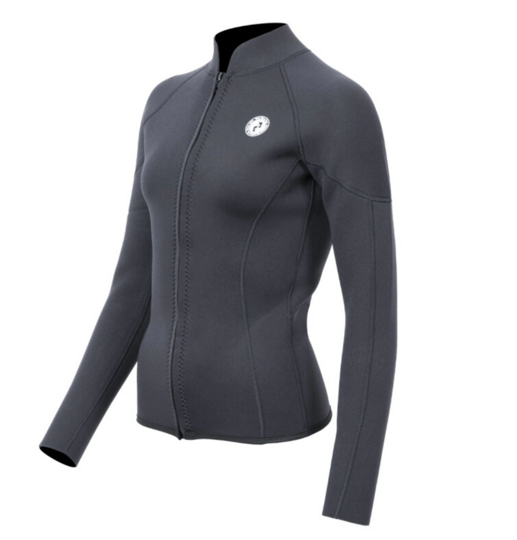 Two Bare Feet Wetsuit Neoprene Full Zip Jacket Unisex Women's Men's Black